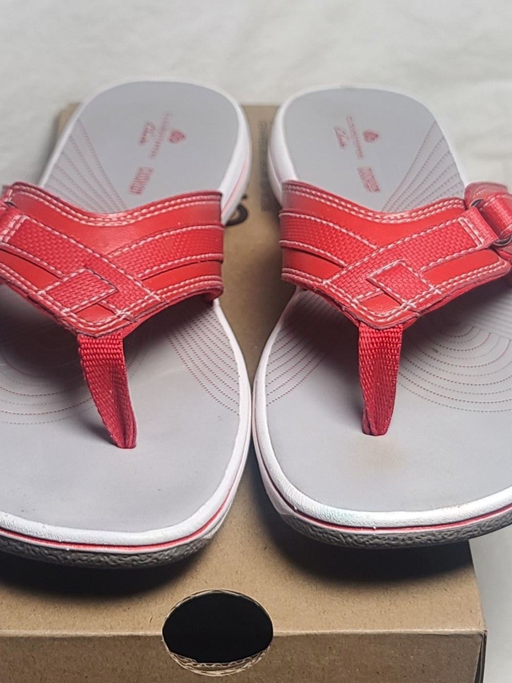 Clarks Red Thong Sandals